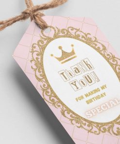 Princess Theme Thank You Cards & Return Gift Tags - 30Pcs, 2x3.5, 250 GSM Cardstock, Green & Black (Princess 2)