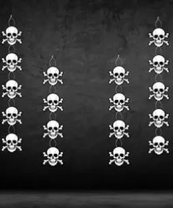 PartyDecor Mall Halloween Theme Skull Dangler (18 Pcs) - Material-Cardstock (Skull Hanging Dangler Halloween)