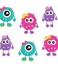 Monster Theme Cutout (6 inches/250 GSM Cardstock/Mixcolour/12Pcs)