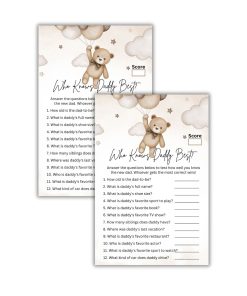 Who Knows Daddy Best? Baby Shower Games Card Pack - 18 High-Quality 300gsm Cards for Fun & Exciting Celebration