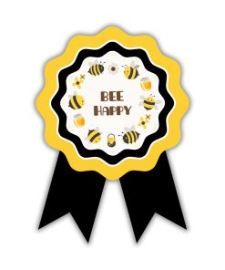 Bumble Bee Theme Birthday Badges for Kids – 4x3 Inch 250gsm Cardstock with Pin | PartyDecor Mall (Bumble Bee)