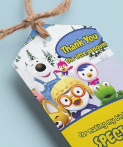 Pororo Theme Thank You Cards & Return Gift Tags - 30Pcs, 2x3.5, 250 GSM Cardstock (Pororo)