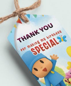 Pocoyo Theme Thank You Cards & Return Gift Tags - 30Pcs, 2x3.5, 250 GSM Cardstock (Pocoyo)