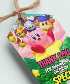 Kirby Pink Theme Thank You Cards & Return Gift Tags - 30Pcs, 2x3.5, 250 GSM Cardstock (Kirby Pink)