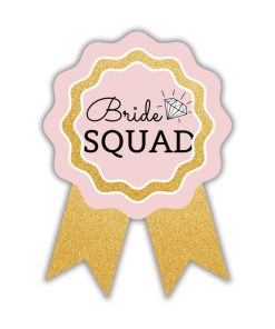 Bride Squad Badges for Kids – 4x3 Inch 250gsm Cardstock with Pin | PartyDecor Mall (Bride Squad)