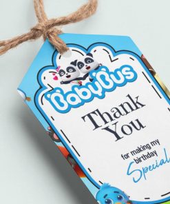 Baby Bus Theme Thank You Cards & Return Gift Tags - 30Pcs, 2x3.5, 250 GSM Cardstock (Baby Bus)