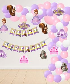 Sofia Theme Birthday Kits - (6 Inches/250 GSM Cardstock/Purple , White & Pink/60Pcs)