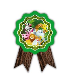 Jungle Theme Birthday Badges for Kids – 4x3 Inch 250gsm Cardstock with Pin | PartyDecor Mall