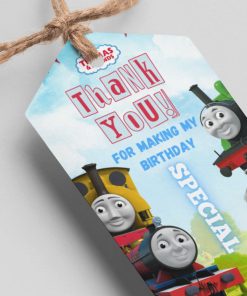 Thomas - The Train Theme Thank You Cards & Return Gift Tags - 30Pcs, 2x3.5, 250 GSM Cardstock, Green & Black (Thomas - The Train)