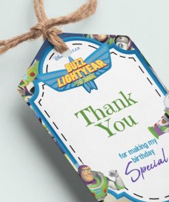 Buzz Lightyear Theme Thank You Cards & Return Gift Tags - 30Pcs, 2x3.5, 250 GSM Cardstock (Buzz Lightyear)