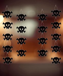 Halloween Theme Skull Dangler Decoration Items (18 Pcs) - Material-Cardstock (Skull Hanging Dangler Halloween Black)