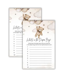 What's In The Diaper Bag? Baby Shower Games Card Pack - 18 High-Quality 300 gsm Cards for Fun & Exciting Celebration