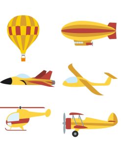 Air Transport Theme Cutout - (6 inches/250 GSM Cardstock/Red , Yellow , Black & Lightblue/12Pcs)