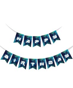 Buzz Lightyear Theme Happy Birthday Banner (6 Inches/250 GSM Cardstock/Blue & White/13Pcs)