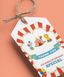 Carnival Theme Birthday Favour Tags (2 x 3.5 inches/250 GSM Cardstock/Multicolour/30Pcs)
