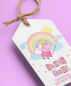 Peppa Pig Theme Birthday Favour Tags (2 x 3.5 inches/250 GSM Cardstock/Mixcolour/30Pcs)