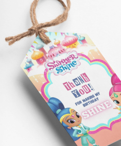 Shimmer & Shine Theme Thank You Cards & Return Gift Tags - 30Pcs, 2x3.5, 250 GSM Cardstock, Green & Black (Shimmer & Shine)