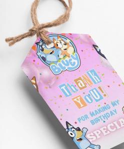 Bluey Theme Thank You Cards & Return Gift Tags - 30Pcs, 2x3.5, 250 GSM Cardstock, Green & Black (Bluey)