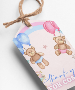 PartyDecor Mall Baby Shower Theme Thank You Cards & Return Gift Tags - 30Pcs, 2x3.5, 250 GSM Cardstock, Green & Black (Baby Shower 2)