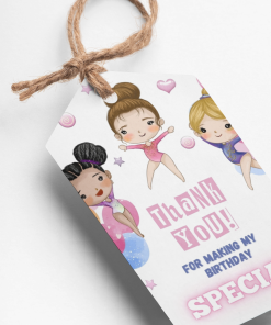 Gymnastics Theme Thank You Cards & Return Gift Tags - 30Pcs, 2x3.5, 250 GSM Cardstock, Green & Black (Gymnastics)