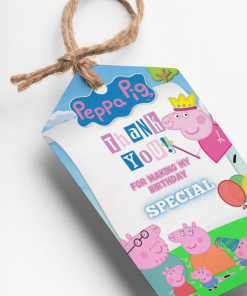 Peppa Pig Theme Thank You Cards & Return Gift Tags - 30Pcs, 2x3.5, 250 GSM Cardstock, Green & Black (Peppa Pig)