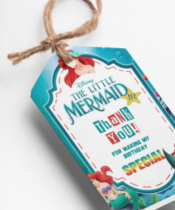 Mermaid Theme Thank You Cards & Return Gift Tags - 30Pcs, 2x3.5, 250 GSM Cardstock, Green & Black (Mermaid)…