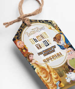 Beauty & The Beast Theme Thank You Cards & Return Gift Tags - 30Pcs, 2x3.5, 250 GSM Cardstock, Green & Black (Beauty & The Beast)