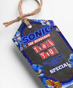 Sonic Theme Thank You Cards & Return Gift Tags - 30Pcs, 2x3.5, 250 GSM Cardstock, Green & Black (Sonic)