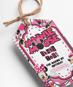 Minnie Mouse Theme Thank You Cards & Return Gift Tags - 30Pcs, 2x3.5, 250 GSM Cardstock, Green & Black (Minnie Mouse)