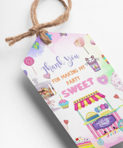 Candy Shop Theme Thank You Cards & Return Gift Tags - 30Pcs, 2x3.5, 250 GSM Cardstock, Green & Black (Candy Shop)