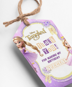Tangled Theme Thank You Cards & Return Gift Tags - 30Pcs, 2x3.5, 250 GSM Cardstock, Green & Black (Tangled)