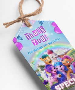 Little Pony Theme Thank You Cards & Return Gift Tags - 30Pcs, 2x3.5, 250 GSM Cardstock, Green & Black (Little Pony)
