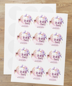Butterfly Theme- Return Gift/birthday decor Thankyou Sticker (6 CM/Sticker/Multicolour/24Pcs)