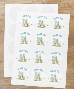 Peter Rabbit Theme- Return Gift/birthday decor Thankyou Sticker (6 CM/Sticker/Multicolour/24Pcs)